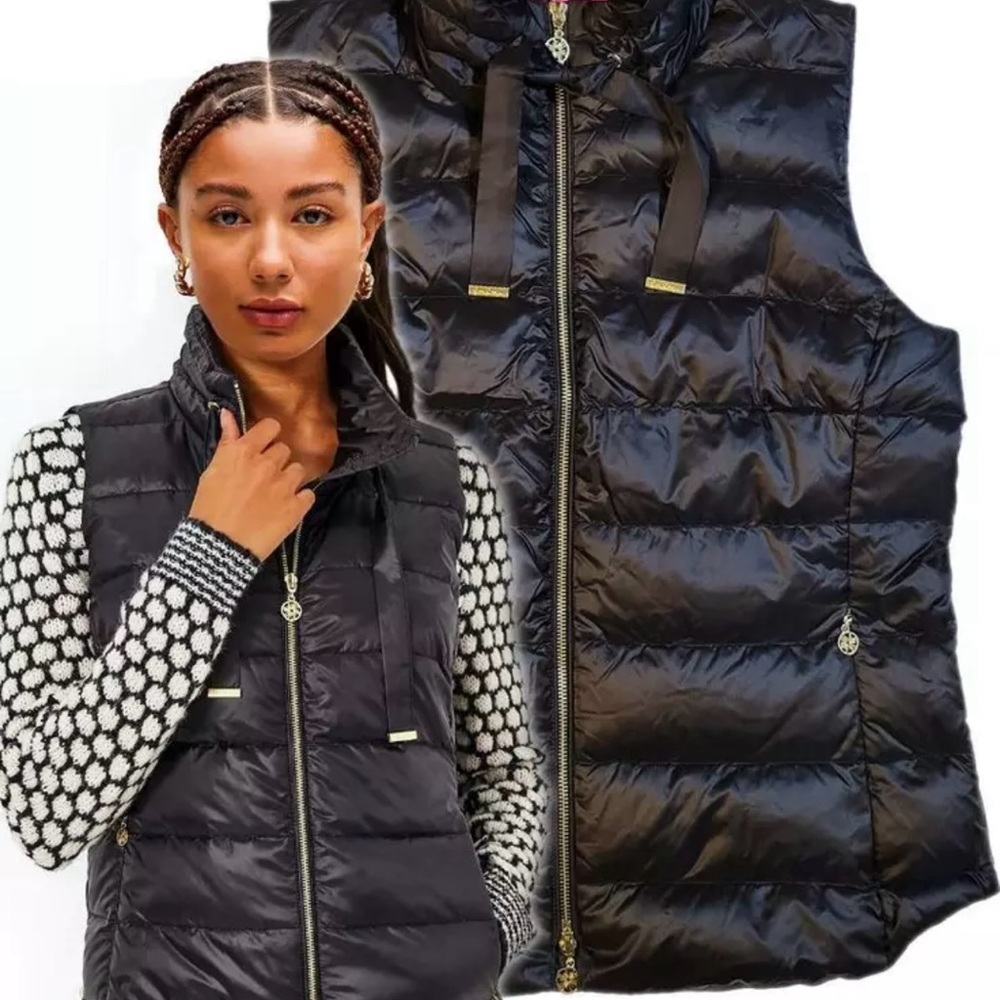 LILLY PULITZER Womens Black DOWN VEST packable NWT Medium